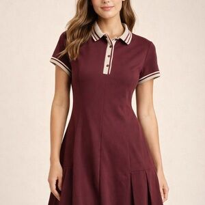 ZARA  Burgundy Polo Chic Dress ( XL)